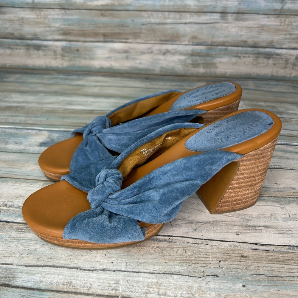 Kork-Ease Blue Suede Knot Slide Sandals